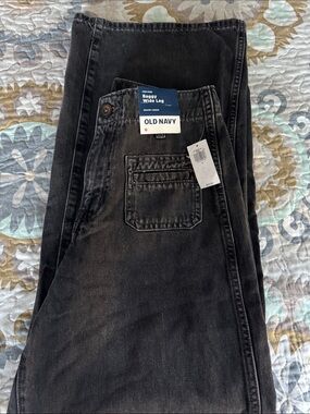 Old Navy High Rise-Baggy Wide Leg Black Washed Jeans
